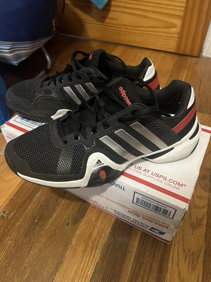 Adidas Barricade 8 white black red preowned men s size 11 good condition
