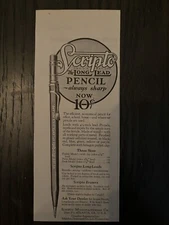 Scripto The Long Lead Pencil Atlanta Ga. Three Sizes Vintage Print Ad 1929