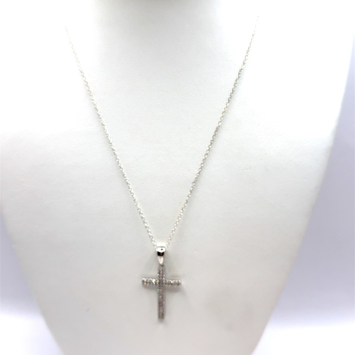 Sterling Silver EJCN 925 Cubic Zirconia Cross Pendant
