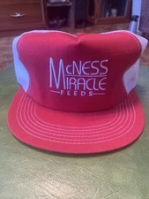 Vintage McNess Feed Cattle Trucker Mesh Snapback Hat Farming USA Made Logo NOS