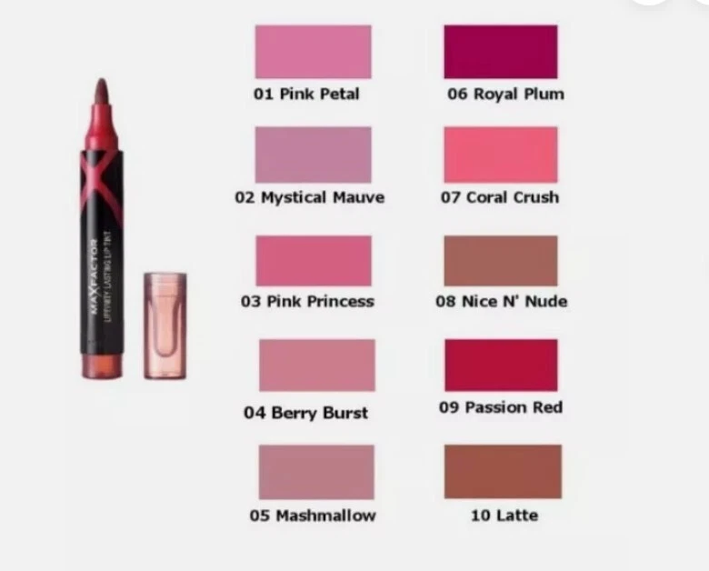 MAX FACTOR Lipfinity dauerhafter intensiver Farb-Lippentönungsstift neu und versiegelt 4 Farbtöne