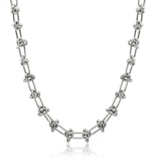 Stainless Steel Knotted 6mm Necklace Silver Finish 20" Wire Knot Chain Necklace