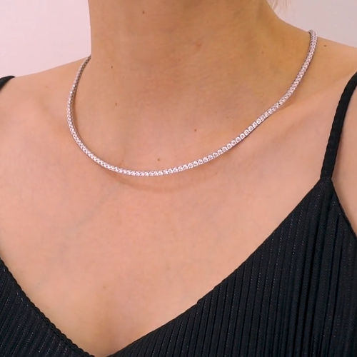 7Ct Round Cut Lab Grown CVD Diamond Women's Tennis Necklace 18"Inch 925 Silver - Video 1 of 1