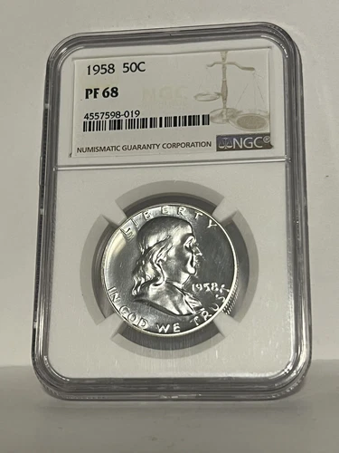 1958 50c Silver Proof Franklin Half Dollar NGC PF 68 GEM+ Coin