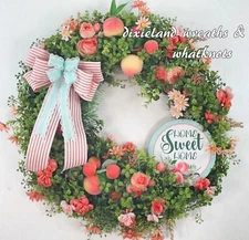 PEACH WREATH, HOME SWEET HOME WREATH, WREATH WITH PEACHES, EVERYDAY WREATH, SUMM