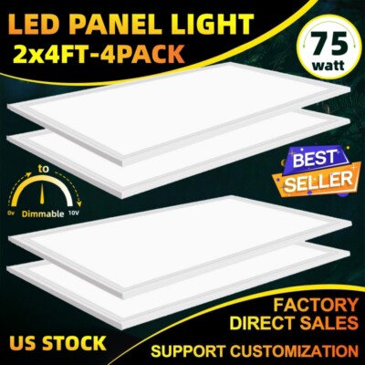 LED Flat Panel Light 2X4 Ft,White LED Drop Ceiling Office Lights,75W=250W Indoor