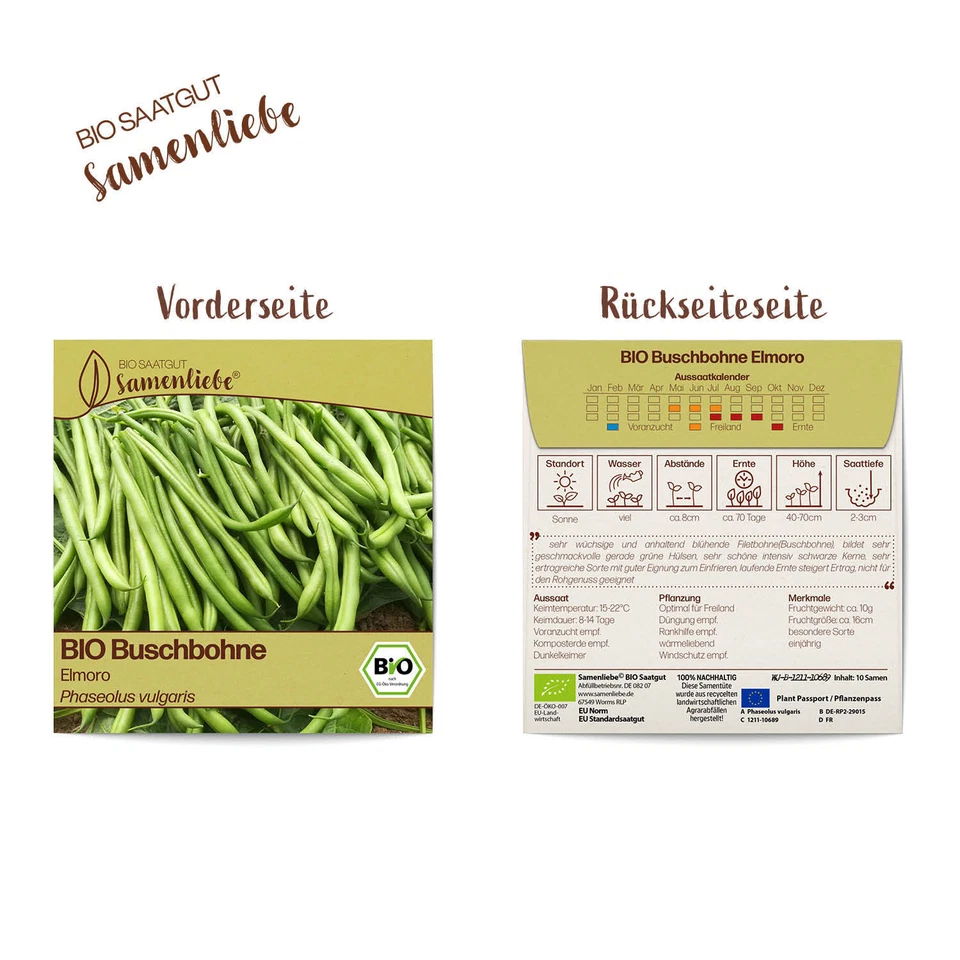 BIO Bohnen Samen Sorte Elmoro Gemüsesamen BIO Gemüse Saatgut samenfeste Bohnensa - Bild 4 von 4