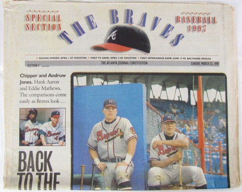 Vintage 1997 Atlanta Braves Zeitung - Andruw Jones / Chipper Jones
