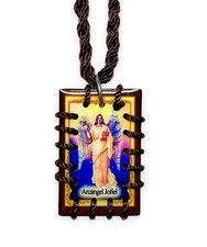 Collar Escapulario Marrón St Jophiel Cuerda Madera Escapulario San Jofiel Collar Café