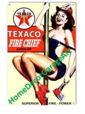 Texaco Fire Chief Gasoline, Metal Sign, Vintage Style Garage Art