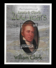 VINTAGE CLASSICS Dominica 2003 William Clark Souvenir foglio francobolli Scott 2439 MNH