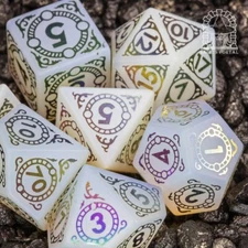 Sage's Glyphed Opal Gemstone Polyhedral Dice Set Dungeons Dragons DnD RPG