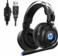 HP wired Over Ear Gaming Headset with mic and LED Light, for PC, Mac, Laptop