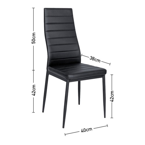 2/4PC Black Faux Leather Dining Chairs with Tempered Glass Dining Table Seat Set - Picture 16 of 17