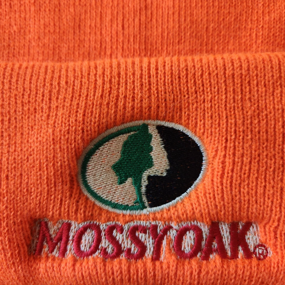 Mossy Oak Super Heavy Knit Hat Insulated Lined Hunting Beanie Fluorescent Orange - Image 3 of 4