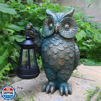 Garden Statues Outdoor, owl Figurines Decorated with Solar Lights, Unique Chr