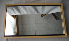 Pine coloured wooden bathroom medicine cabinet with sliding mirror doors