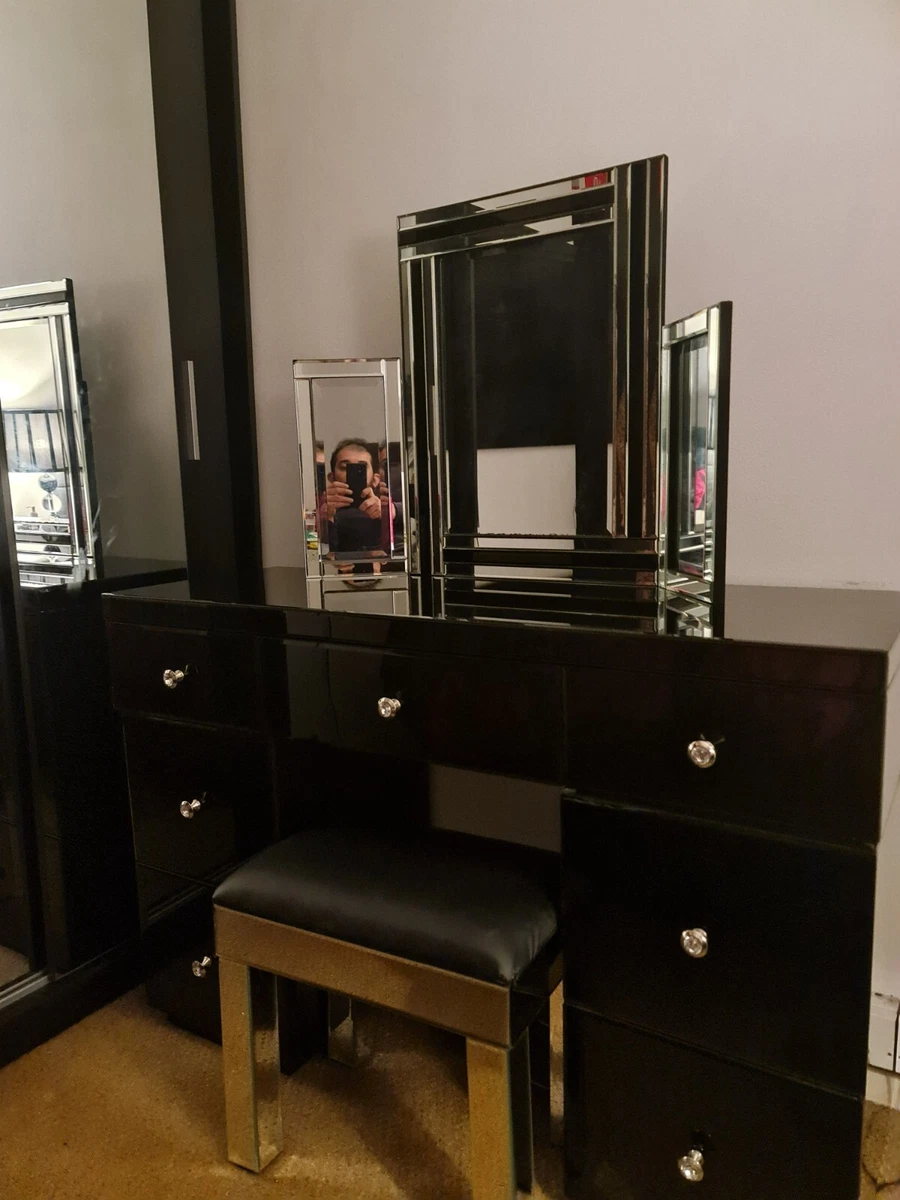 Black glass dressing sale table