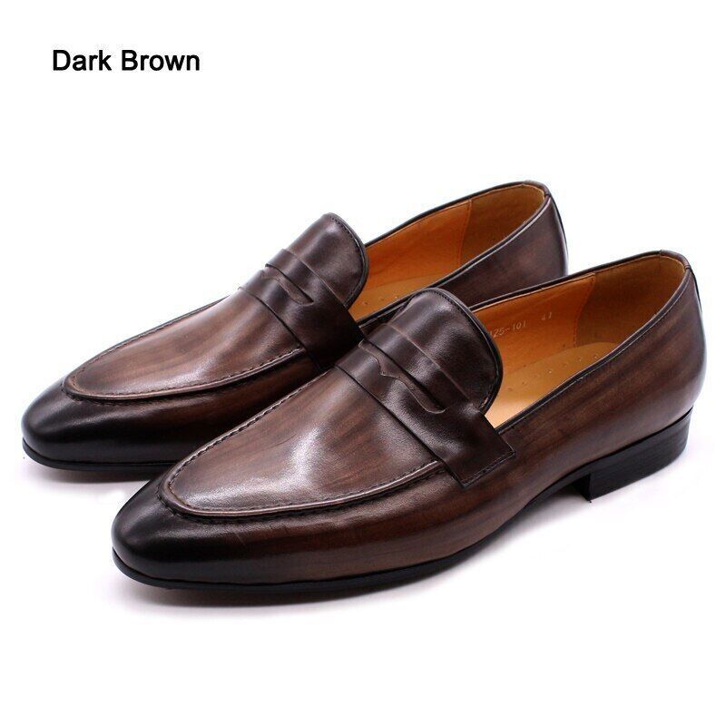 Spring Autumn Mens Loafers Leather Dress Shoes Men Wedding Business