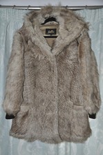 Ladies Echt Pelz Fur Hooded Coat / Real Fur Jacket Size 40 Uk 12 14