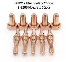 40pcs Plasma Electrode 9-8232 Tip 9-8206 for Thermal Dynamics SL60 SL100 Torch
