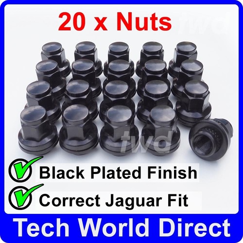 20x BLACK ALLOY WHEEL NUTS FOR JAGUAR (M12X1.5) 19MM OEFIT LUG BOLT