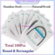 100x Dental Ortho Stainless Steel Arch Wire Rectangular Ovoid/Natural Form Wires