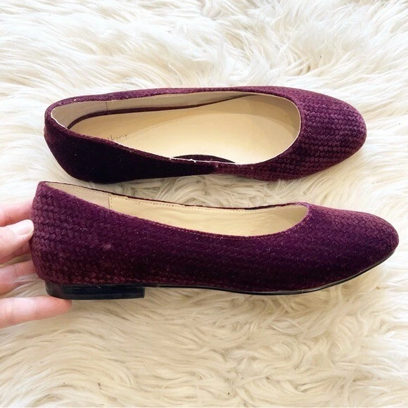 Botkier New York Borgoña Profunda Vino Rojo Texturizado Camilla Ballet Pisos Talla 8.5 Foto 2 de 4