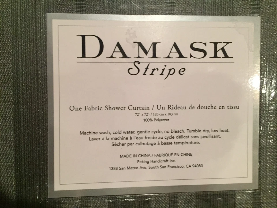 "Cortina de ducha de tela a rayas tejida damasco verde oliva 72""x72"" Linens-n-Things" Foto 3 de 3