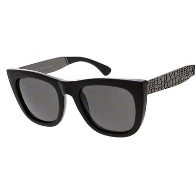 Wildly Stylish Women's Cat Eye Shades Crocodile-Embossed Temples Black 