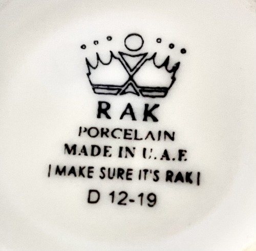 RAK PORCELAIN CUPS. UAE. WHITE WITH GREEN INTERIOR. MINT CONDITION. WILL SPLIT. - Picture 2 of 3