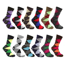 Men Dress Socks Cotton 12-Pack Assorted Color.