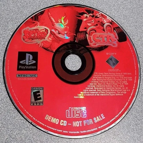 PS1: Spyro Ripto's Rage & Crash Team Racing CTR Sony PlayStation DEMO Disc Only