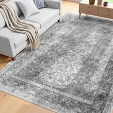 Uimoso 6x9ft Area Rug Floor Mat Indoor Carpet Washable Mat Anti Skid Modern Gray