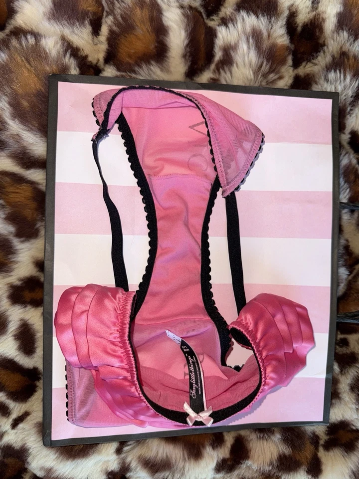 Vintage Victoria’s Secret RARE Sexy Little Things Sheer Pink Ruffle Panties M/L - Image 3 of 4