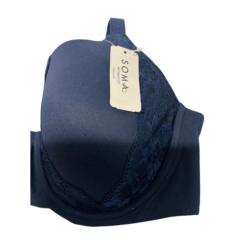 Sujetador Soma Intimates Abrazable Firma Cobertura Perfecta Azul Marino 40DD Foto 4 de 4