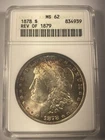 1878 $1 Morgan Silver Dollar REV OF 1879 ANACS MS62 Uncirculated Business Strike