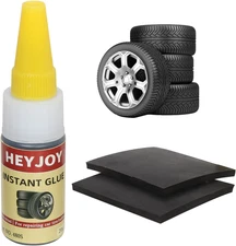 Black Tire Glue with Patch, Sidewall Emergency External Tire Repair Kit, Punctur