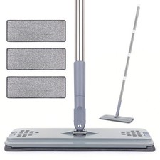 Flat Mop with 3 Pads, Microfiber Mops for Floor Cleaning Medium, Gray