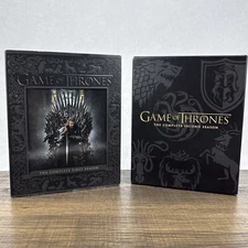 Game of Thrones Seasons 1 & 2 Blu-ray HBO Complete Sets Black Slipcovers - VG