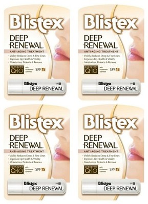 4 Pack Blistex Deep Renewal Lip Protectant Spf 15 0.15 Oz Each