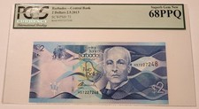 Barbados 2013 2 Dollar Bank Note Superb Gem New 68 PPQ PCGS Currency