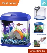 Compact 1-Gallon LED MiniBow Fish Tank with SmartClean Technology - Blue Delight