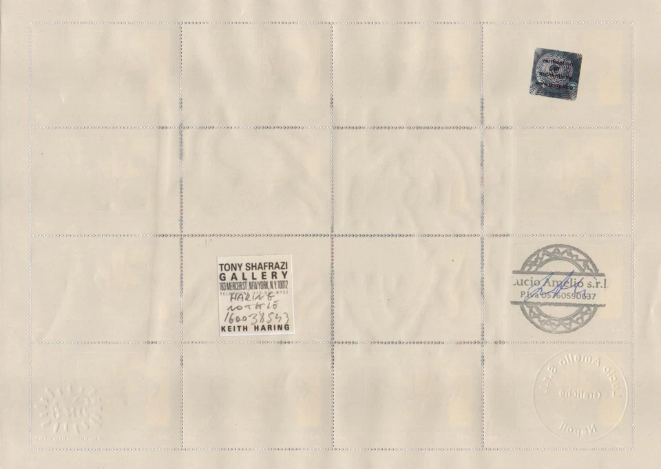 Keith Haring- Serigraphie - Siebdruck - Original signiert auf BRIEFMARKEN BOGEN - Bild 2 von 4