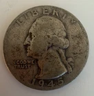 1945-S Washington Quarter 25C 90% Silver Business Strike San Francisco KM#164