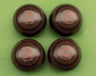 Set Of Four HENSELITE SUPER GRIP Bowls Size 1H Mahogany Brown VGC