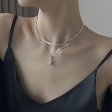 1ct Necklace Pendant White Gold Diamond Test Pass Lab-Created VVS1/D/Excellent