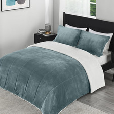 Ultra-Soft Micromink Sherpa King Size Comforter Set with 2 Pillow Shams - 3-Piec