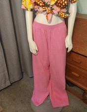 Z Supply Bondi Double Gauze Wide Leg Palazzo Pants Size L  Bubblegum Pink Barbie
