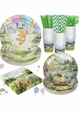 120PCS Baby Shower Supplies Set - Plates, Napkins, Cups for 20 Guests